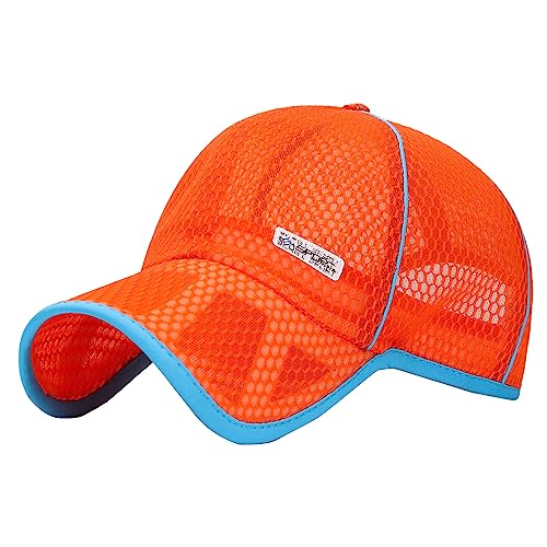 Happy Cherry- Kinder Jungen Mädchen Baseball Cap Hollow Out Mesh Cap Sommer Casual Sonnenschutz für Grundschüler Reisesport Tennis Atmungsaktives Kind Sonnenhut Einstellbare Snapback Orange von Happy Cherry