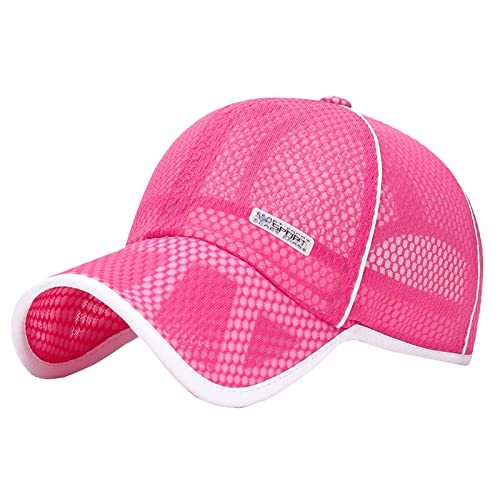 Happy Cherry- Kinder Jungen Mädchen Baseball Cap Hollow Out Mesh Sommer Sonnenschutz für Grundschüler Reisesport Tennis Atmungsaktives Kind Sonnenhut Verstellbarer Rose Red von Happy Cherry