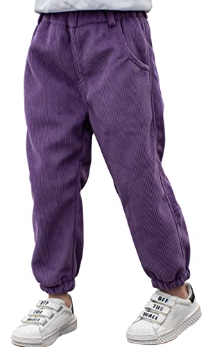 Happy Cherry- Kinder Lange Hose Cordhose mit Elastischem Bund Jungen Mädchen Plüsch Hosen Regular Fit Kordhose mit Taschen für Kleinkind Kinderhose Herbst Winter Jogginghose Warme Winterhose von Happy Cherry