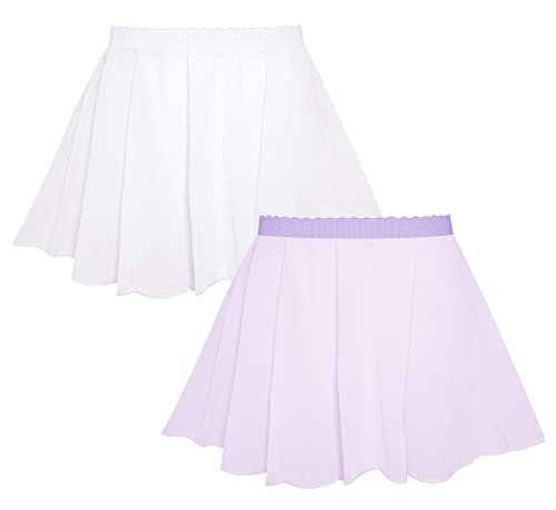 Happy Cherry Kinder Mädchen Ballett Tüllrock Tanz Chiffon Wickelrock mit Elastischem Bund Damen Classic Ballettrock 2 Stück in Weiß Lila 130 von Happy Cherry