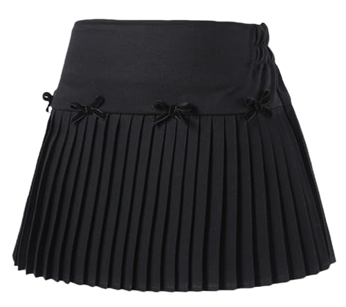 Happy Cherry Kinder Mädchen Faltenrock Kurze Hohe Taille Gefaltete Rock Basic Solid Dehnbaren Mini Faltenrock mit Hose Drunter 11-12 Jahre von Happy Cherry