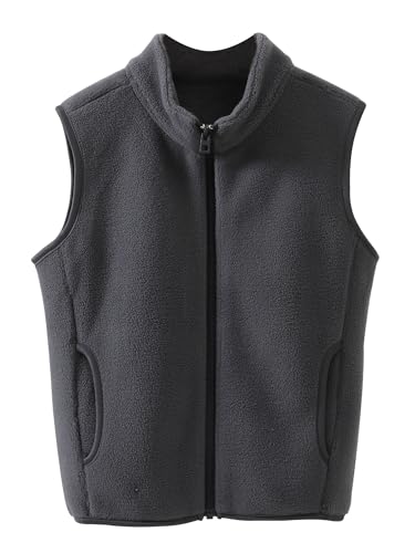 Happy Cherry Kinder Polar Fleece Weste Mädchen Jungen Stehkragen Fleeceweste Reißverschluss Weiche Warme Ärmellose Kinderjacke Dunkelgrau 110 von Happy Cherry