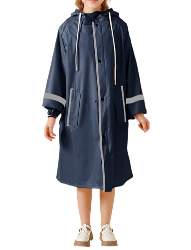 Happy Cherry - Kinder Regenponcho Regenmantel Jungen Mädchen Regenjacke Wasserdichter Kleinkind Regenbekleidung Regencape mit Kapuze für Frühling Sommer Herbst und Winter - 130-140 - Beige von Happy Cherry