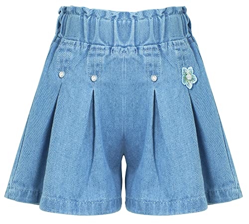 Happy Cherry Kinder Sommer Shorts Mädchen Pull-On Jeansshorts Elastic Waistband Shorts Casual Baumwolle Denim Shorts Weicher Komfort Shorts 140 von Happy Cherry