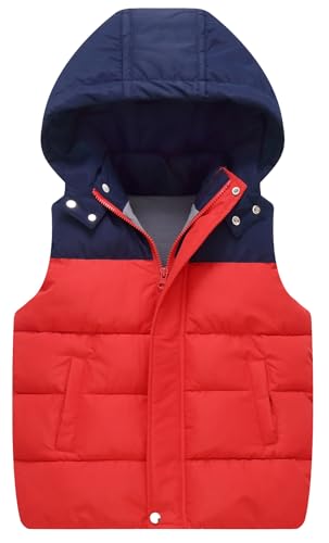 Happy Cherry Kinder Steppweste Jungen Mädchen Weste Winter Daunenweste Kleinkind Ärmellos Übergangsjacke Winddicht Leicht Pufferweste mit Kapuze 160 von Happy Cherry