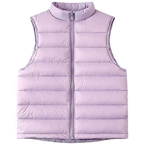 Happy Cherry Kinder Steppweste Winter Gefüttert Daunenweste Leichte Ärmellose Jacke Winddicht Outdoorweste DE Größe 122-128/Hersteller 130 - Lila von Happy Cherry