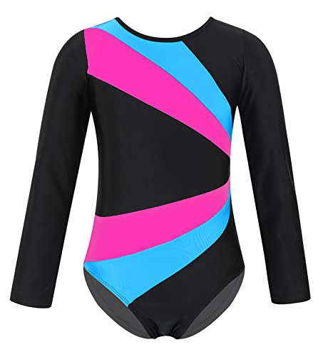 Happy Cherry Kinder Turnanzug Mädchen Gymnastikanzug Langarm Ballett Tanzkleidung Kleinkind Gymnastik Training Trikot Klassisches Crewneck Tanzkostüm von Happy Cherry