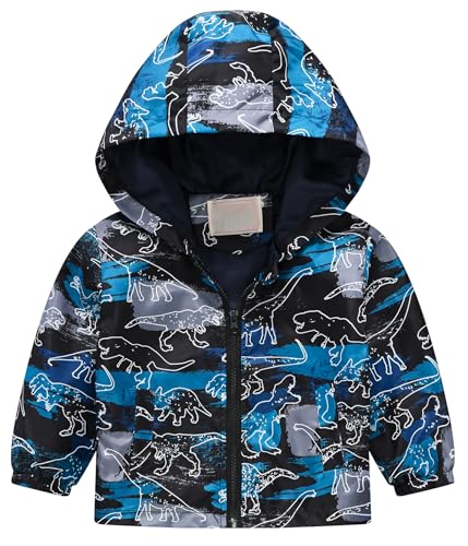 Happy Cherry - Kinder Übergangsjacke Dinosaurier Jacke mit Kapuze Junge Mädchen Winddicht Outdoorjacke Leichte Jacken Winterjacke Cartoon Aufdruck für Schule Outdoor - 2-3 Jahre - Schwarz von Happy Cherry