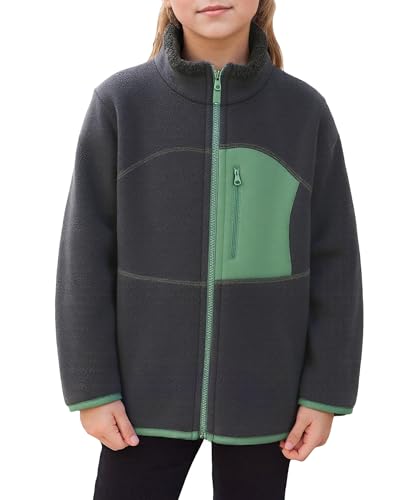 Happy Cherry Kinder Unisex Glacial Fleece-pullover mit Reißverschluss Jungen Casual Schneejacke Mädchen Warm Übergangsjacke für Outdoor Sport Wandern 140 CM von Happy Cherry