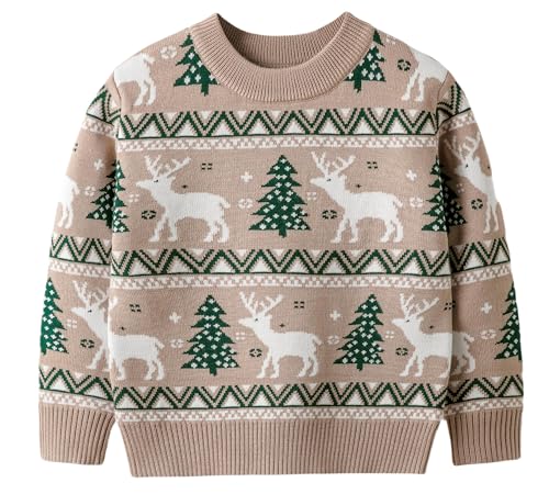 Happy Cherry Kinder Weihnachten Strickpullover Langarm Warme Weihnachtspullover Winter Sweatshirt Gestricktes Pullover Süß Mode Knitted Sweater 2 Jahre von Happy Cherry