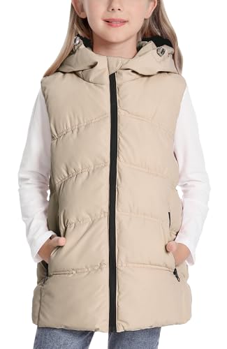 Happy Cherry - Kinder Weste Jungen mit Kapuze Mädchen Kleinkind Winterweste Ärmellose Winterjacke Gepolsterte Warme Kinderweste Outdoorweste mit Reißverschluss Outdoor Sport - 140-146 - Braun von Happy Cherry
