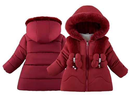 Happy Cherry Kinder Winter Baumwollmantel Mädchen Daunenjacke mit Reißverschluss Kapuze Baumwolljacke Fleece Gefüttert Puffer Jacke 3-4 Jahre von Happy Cherry