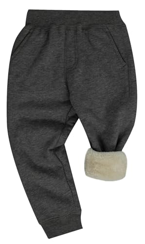Happy Cherry Kinder Winterhose Dicke Warme Outdoor Hose mit Fleece Sweatpant Elastische Taille Jogginghose mit Taschen Größe 160/155-165 von Happy Cherry