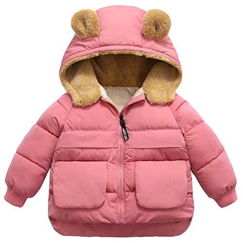 Happy Cherry Kinder Winterjacke Baby Jungen Dicke Mantel Mädchen Winddichte Jacke mit Fleece Kapuze Hersteller 100/DE Größe 86-92 - Rosa von Happy Cherry