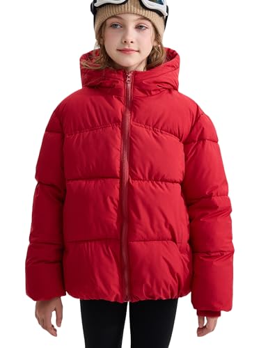 Happy Cherry - Kinder Winterjacke Jungen Mädchen Dicke Wintermantel mit Kapuze Warm Winddicht Jacke Kleinkind Winterparka Kleidung für Schnee Outdoor - 122-128 - Rot von Happy Cherry