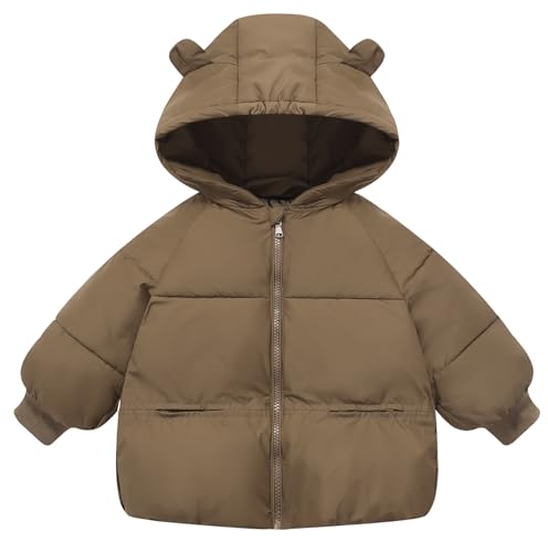 Happy Cherry Kinder Winterjacke Mantel mit Kapuze Jacke Warm Baby Niedlich Bärenohren Baumwolljacke mit Kapuze Warme Outwear 110cm von Happy Cherry