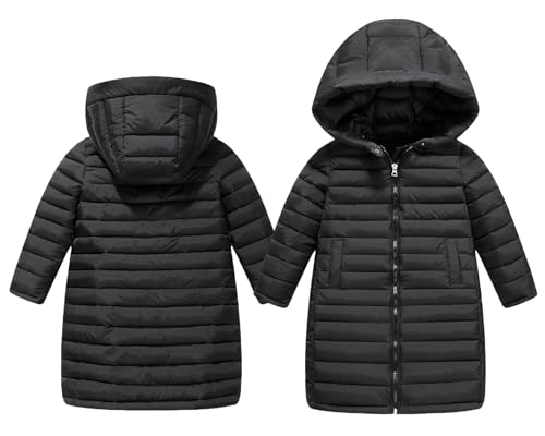 Happy Cherry Kinder Winterjacke mit Kapuze Lang Jacken für Jungen Mädchen Warm Wintermantel mit Reißverschluss Wasserdicht Kälteschutz 4-5 Jahre von Happy Cherry