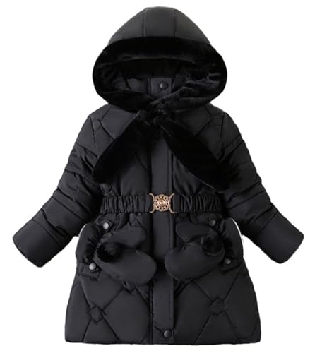 Happy Cherry Kinder Winterjacke mit Kapuze Mädchen Warm Steppjacke mit Reißverschluss Kälteschutz Schneeanzug Warmhalten Mantel 140CM von Happy Cherry