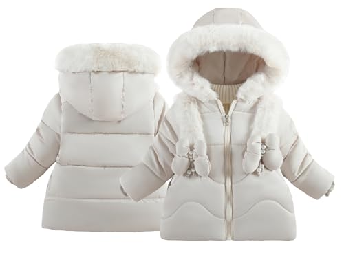 Happy Cherry Kinder Winterjacke mit Kapuze Mädchen Warm Steppjacke mit Reißverschluss Kälteschutz Schneeanzug Warmhalten Mantel 2-3 Jahre von Happy Cherry