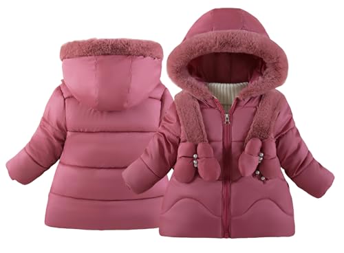 Happy Cherry Kinder Wintermantel Kleinkinder Daunenjacke mit Reißverschluss Kapuze Kälteschutz Daunenmantel Verdickter Warmer Mantel für Mädchen 4-5 Jahre von Happy Cherry