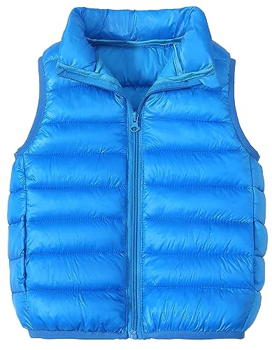 Happy Cherry Kinder Winterweste Gefütterte Stehkragen Weste Winddicht Ärmellose Jacke Baby Warme Steppweste Hersteller 110/DE Größe 98-104-Blau von Happy Cherry