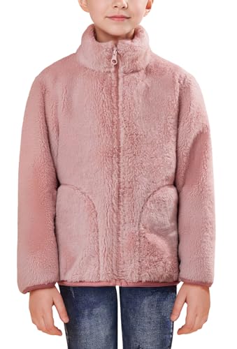 Happy Cherry Kleinkind Kinder Dicke Fleecejacke Mädchen Reißverschluss Warm Jacken Winter Stehkragen Kinderjacke Outdoor Freizeit 140 CM von Happy Cherry