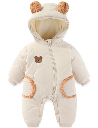 Happy Cherry Kleinkind Lange Ärmel Wintermantel Winter Winddicht Warm Schneeanzug Süß Bequem Outdoor Babymantel mit Kapuze 90CM von Happy Cherry