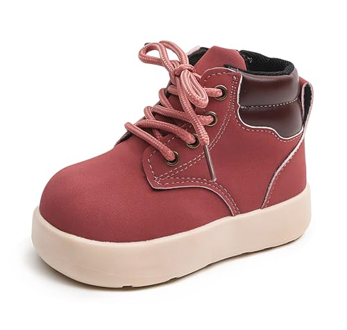 Happy Cherry Kleinkind Stiefeletten Komfortabel Mode Weich Leicht Boots Rutschfeste Kurze Stiefel Jungen Mädchen Verdickt Winterschuhe Warm Schulstiefel 25 EU von Happy Cherry