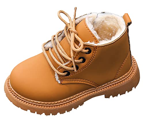Happy Cherry Kleinkind Stiefeletten Warm Gefütterte Winterstiefel Kind Schnürstiefeletten mit Reißverschluss Wasserdicht Schneestiefel 21-30 EU von Happy Cherry