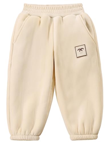 Happy Cherry Kleinkind Winterhose aus Fleece Futter Kinder Warme Baumwolle Hose Weiche Jogginghose Verdickte Sport Outdoorhose 120CM von Happy Cherry