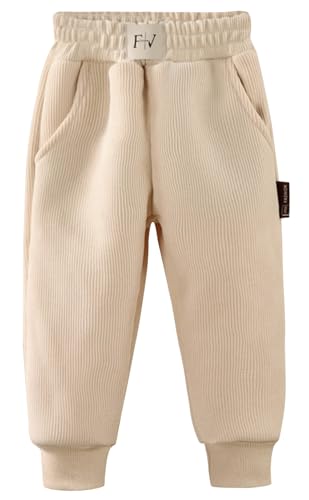 Happy Cherry Kleinkind Winterhose aus Fleece Futter Weiche Jogginghose Verdickte Sport Outdoorhose Kinder Warme Baumwolle Hose 110CM von Happy Cherry