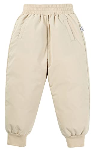 Happy Cherry Kleinkinder Daunen Hose Winer Dicke Hose Jungen Mädchen Schneehose Sport Skihose Hersteller 100/DE Größe 86-92 - Beige von Happy Cherry