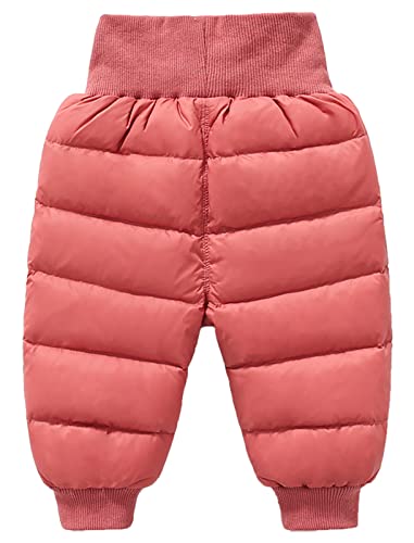 Happy Cherry Kleinkinder Daunenhose Baby Dicke Winddicht Schneehose Elastische Hohe Taille Winter Hose Hersteller 73/DE-Größe 68-70-Rosa von Happy Cherry