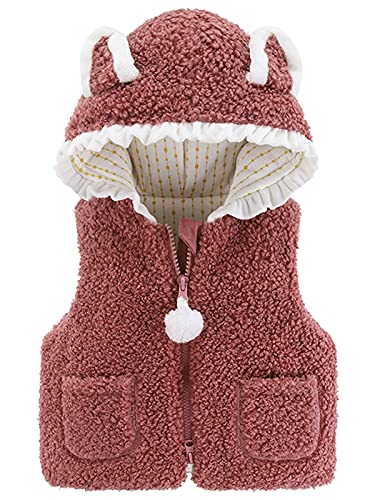 Happy Cherry Kleinkinder Fleeceweste Winter Kapuzenweste Mädchen Warme Gefüttert Ärmellose Jacke Hersteller 100/DE Größe 92-98 - Rosa 1 von Happy Cherry