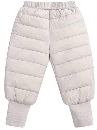 Happy Cherry Kleinkinder Winterhose Leichte Daunenhose Baby Dicke Winddicht Hose Schneehose mit elastischem Bund EU-Größe 104-110 - Weiß von Happy Cherry