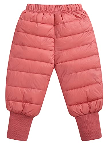 Happy Cherry Kleinkinder Winterhose Leichte Daunenhose Baby Dicke Winddicht Hose Schneehose mit elastischem Bund EU-Größe 110-116 - Rosa 2 von Happy Cherry