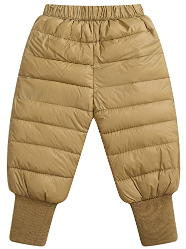 Happy Cherry Kleinkinder Winterhose Leichte Daunenhose Baby Dicke Winddicht Hose Schneehose mit elastischem Bund EU-Größe 86-92 - Khaki 1 von Happy Cherry