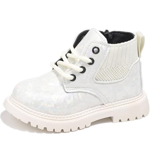 Happy Cherry - Kurze Stiefel für Baby Mädchen Jungen Glänzende Schnürstiefel Kleinkinder Kurzstiefelette Kinder Stiefeletten mit Seitlicher Reißverschluss für Herbst Winter Frühling - 22 EU - Weiß Happy Cherry - Kurze Stiefel für Baby Mädchen Jungen Glänzende Schnürstiefel Kleinkinder Kurzstiefelette Kinder Stiefeletten mit Seitlicher Reißverschluss für Herbst Winter Frühling - 22 EU - Weiß von Happy Cherry