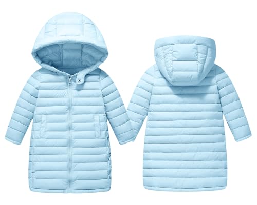 Happy Cherry Lange Kinder Daunenjacke Mädchen Jungen Jacke Reißverschluss Ultraleicht Winter Kapuzen Steppjacke Kinder 5-6Jahre von Happy Cherry