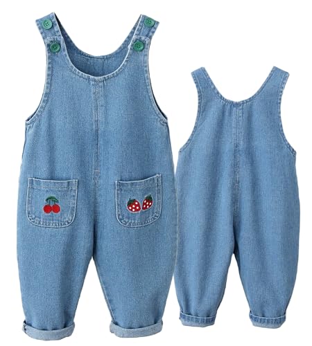 Happy Cherry Latzhose Kinder Denim Overalls Mädchen Jeanshose Jumpsuit Kleinkind Jeans Dungarees Washed Cotton Latzhose Sommer 4-5 Jahre von Happy Cherry