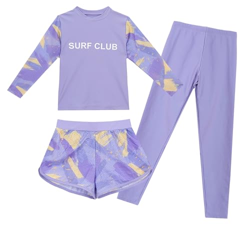 Happy Cherry Mädchen 3-Teiliger Badeanzug Set UV-Schutz Frühling Sommer Badeanzug Surfen Hawaiian Beachwear Bademode 4XL von Happy Cherry