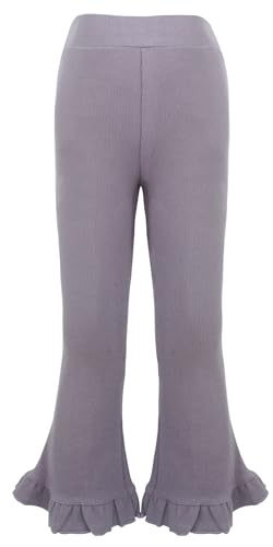 Happy Cherry Mädchen Ausgestellte Hose Bootcut Flared Leggings Baumwolle Schlaghose Herstell 140/DE Größe 122-128-Lila von Happy Cherry