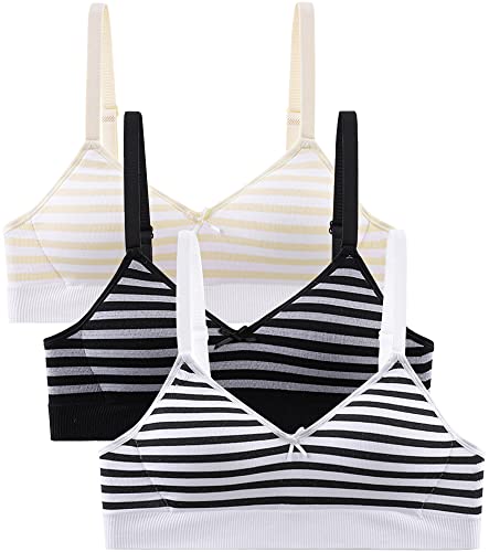 Happy Cherry Mädchen BH Bügellos Sport Bralette mit Verstellbarer Schultergurt Teenager Unterwäsche 3 Stück-A-70AB von Happy Cherry