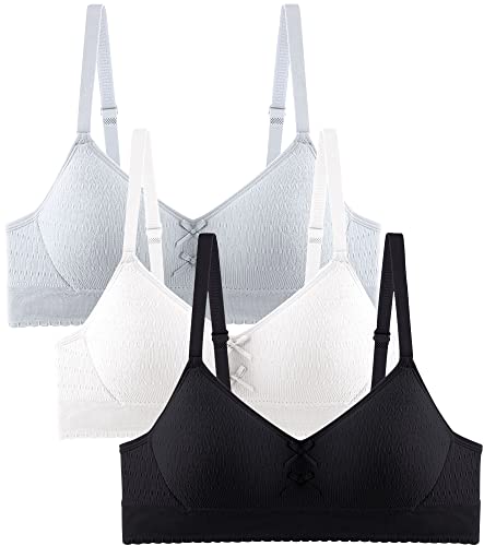 Happy Cherry Mädchen BH Bügellos Sport Bralette mit Verstellbarer Schultergurt Teenager Unterwäsche 3 Stück-C-70AB von Happy Cherry