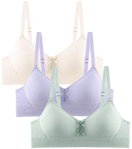 Happy Cherry Mädchen BH Bügellos Sport Bralette mit Verstellbarer Schultergurt Teenager Unterwäsche 3 Stück-D-70AB von Happy Cherry