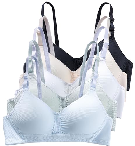 Happy Cherry Mädchen BH ohne Bügel Teenager Sport Bralette Dünn Gepolsterte Unterwäsche 32/70AB-5 Stück-D von Happy Cherry