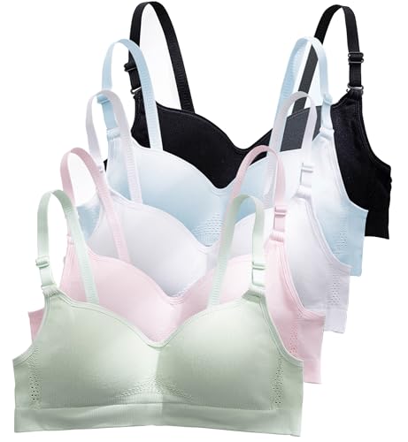 Happy Cherry Mädchen BH ohne Bügel Teenager Sport Bralette Dünn Gepolsterte Unterwäsche 32/70AB-5 Stück-E von Happy Cherry