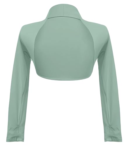 Happy Cherry Mädchen Bolerojacke Open Front Ballett Wickeljacke Kinder Lange Ärmel Elegant Gymnastik Tanz Cardigan Festlich Shrug Tanztops 120 Grün von Happy Cherry