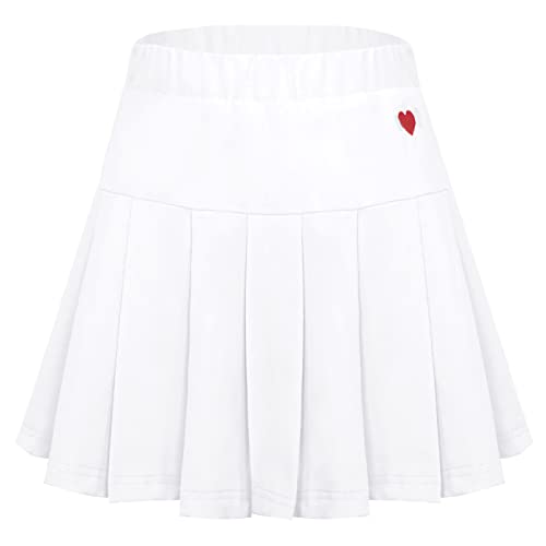 Happy Cherry Mädchen Faltenrock Schule Uniform Rock Süßer Plissee Röcke Sportskort Rock mit Innenhose Hersteller 120/DE Größe 110-116-Weiß von Happy Cherry