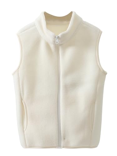 Happy Cherry Mädchen Fleeceweste Jungen Stehkragen Reißverschluss Polar Fleece Weste Warme Leichte Kinderweste Ärmellose Kinderjacke Einfarbig Beige 120 von Happy Cherry